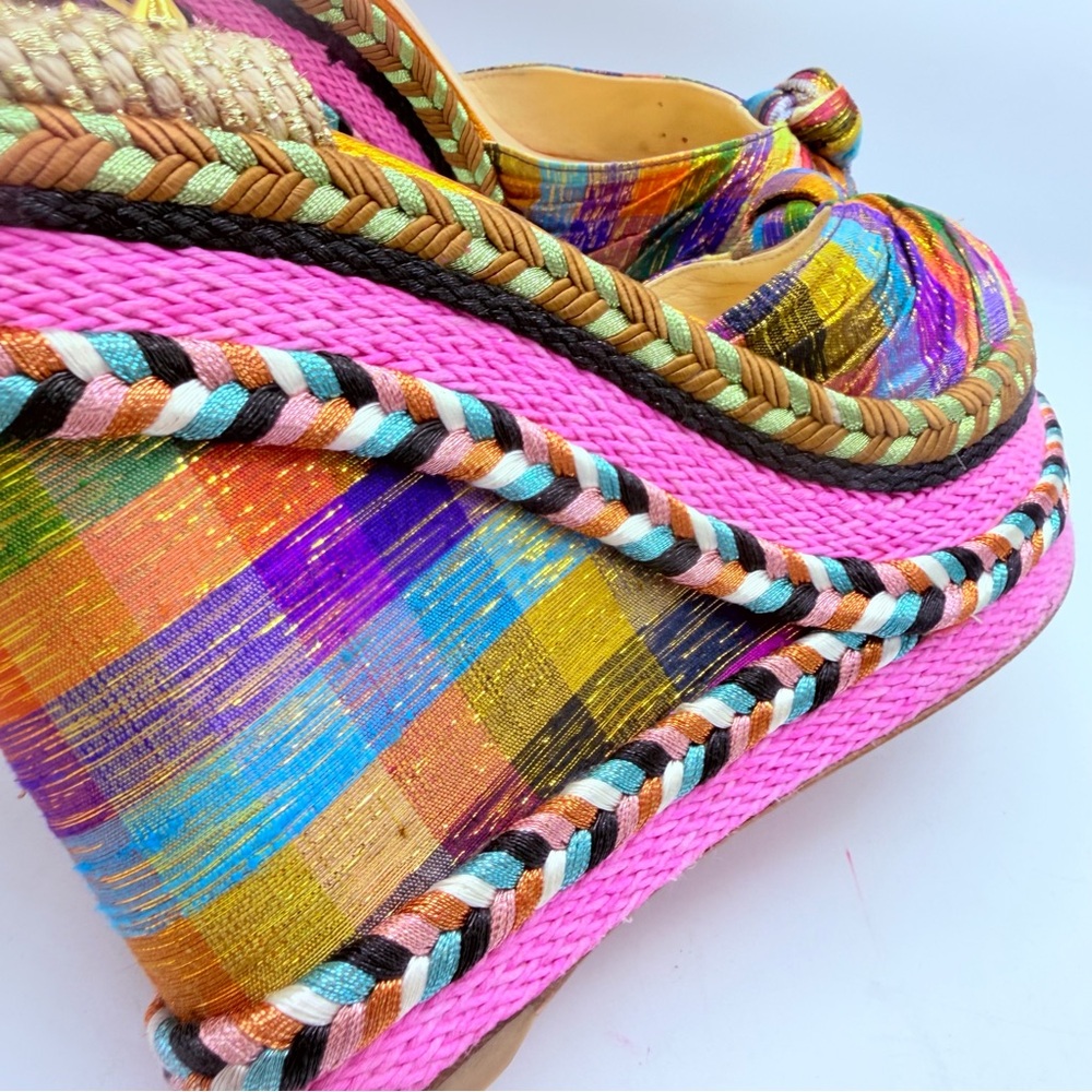 Christian Louboutin Madcarina Vibrant Multicolor Wedges - Picture 8 of 16